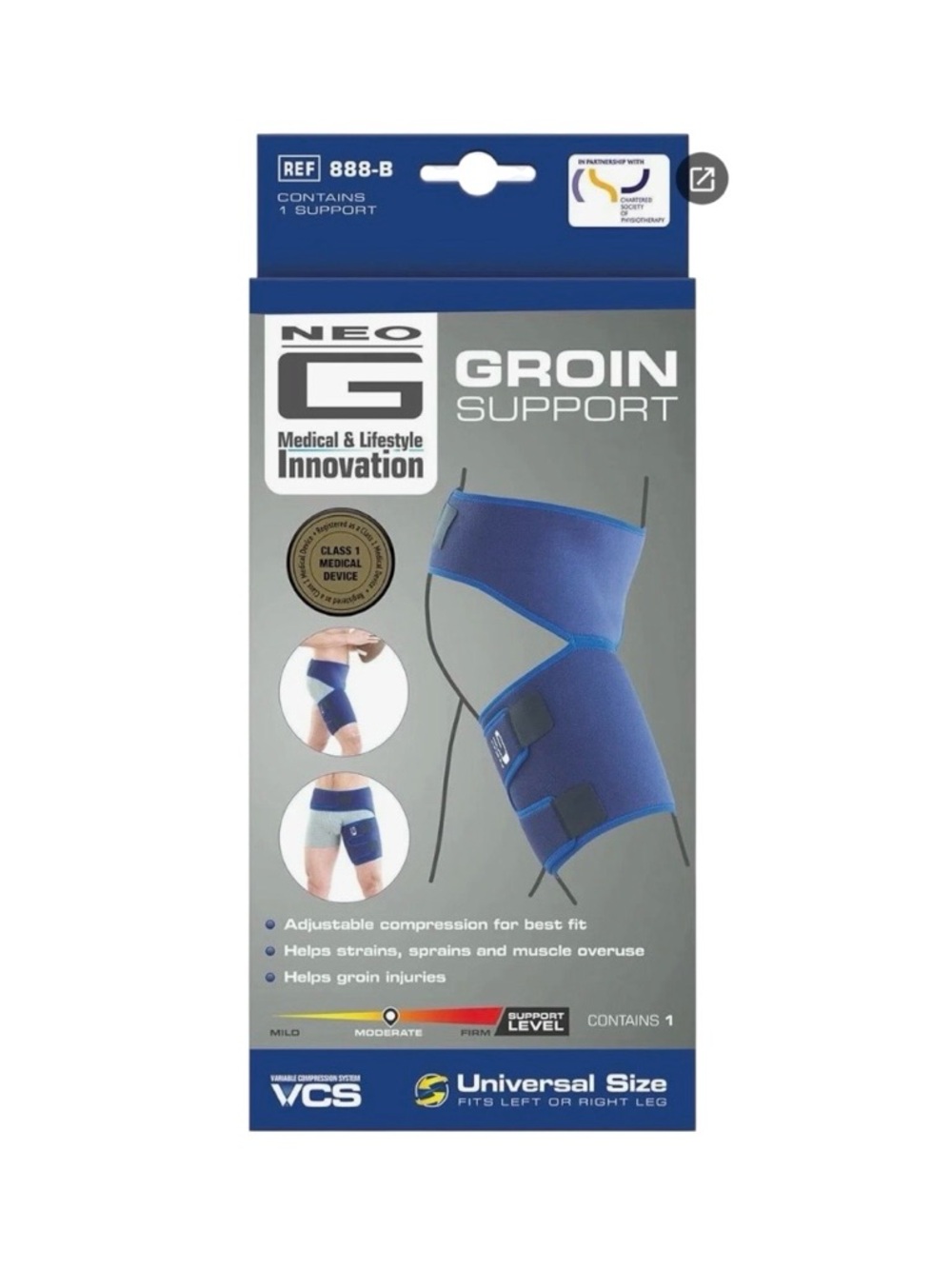 Blue Groin Support Sleeve — Universal Size